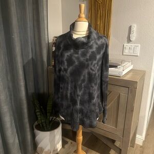 Maeve Black Tie-Dye Long Sleeve Top